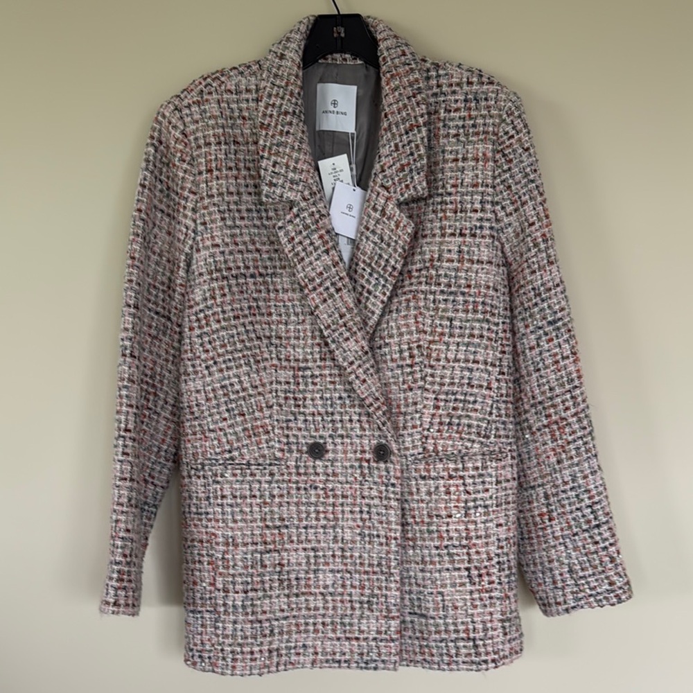 NWT! ✨ Anine Bing Tweed Double-Breasted Women's Blazer Jacket - Size XL